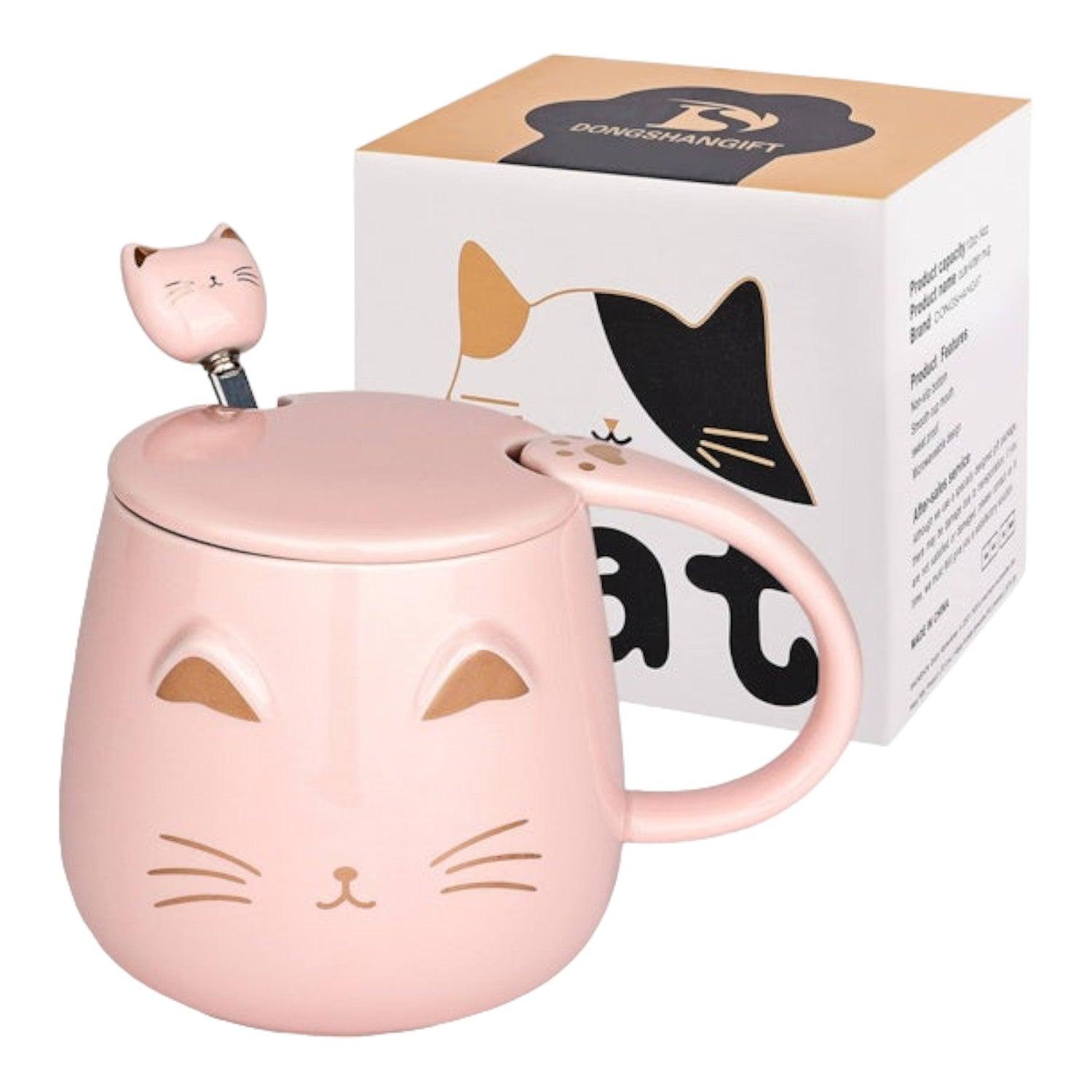 Tazas De Gatito con tapa y cucharita - El Baúl de Mamá