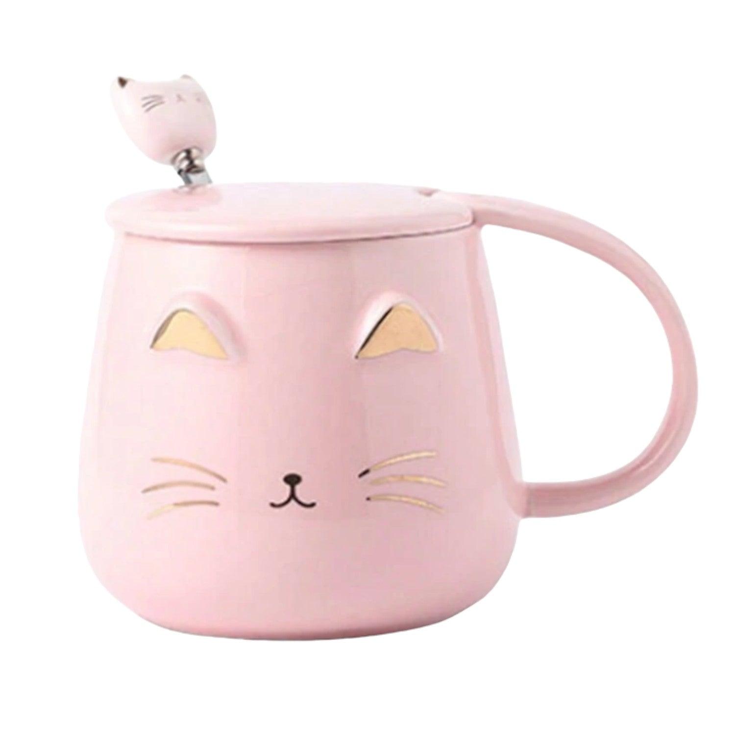 Tazas De Gatito con tapa y cucharita - El Baúl de Mamá