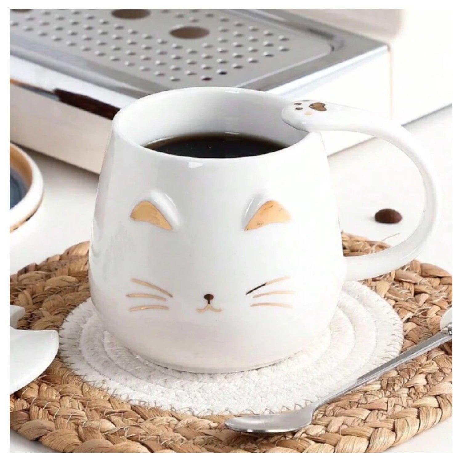 Tazas De Gatito con tapa y cucharita - El Baúl de Mamá