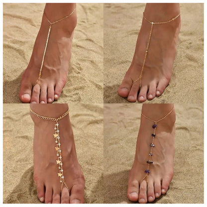 Pulsera tobillera con aro al dedo del pie - decorada - El Baúl de Mamá